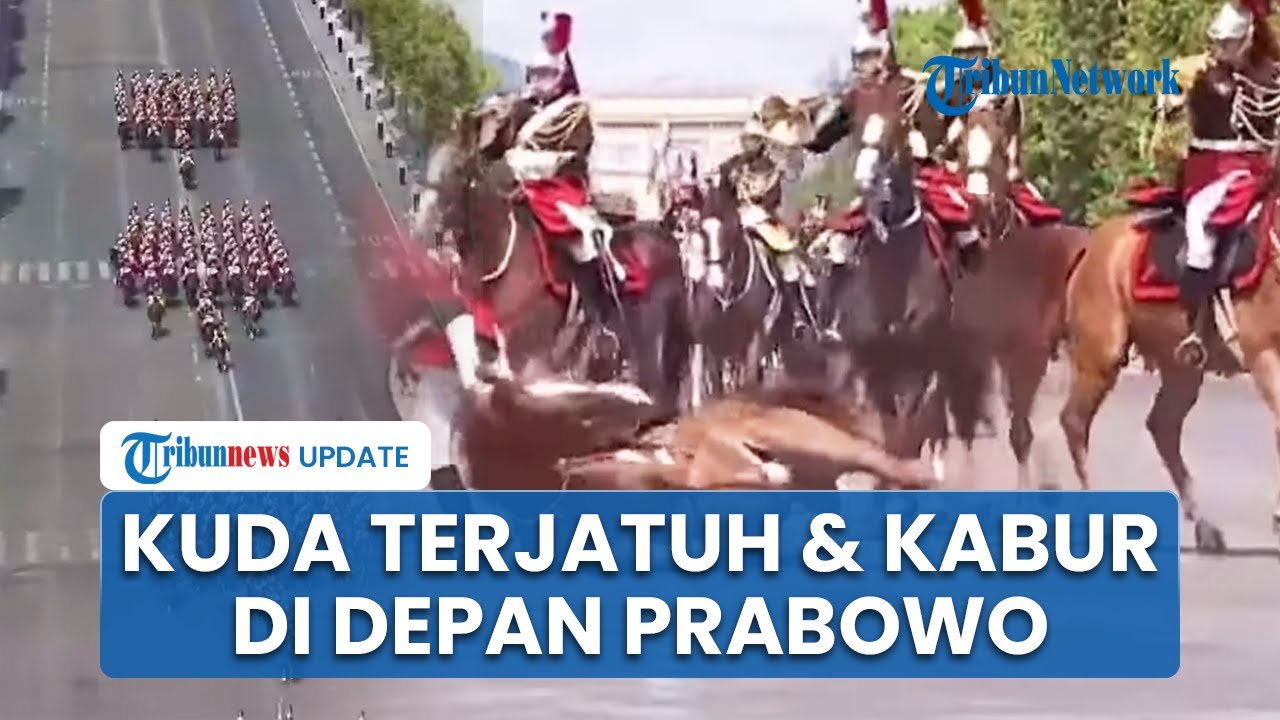 Detik-detik Kuda Pasukan Prancis Jatuh lalu Kabur saat Parade Militer di Hadapan Prabowo & Macron